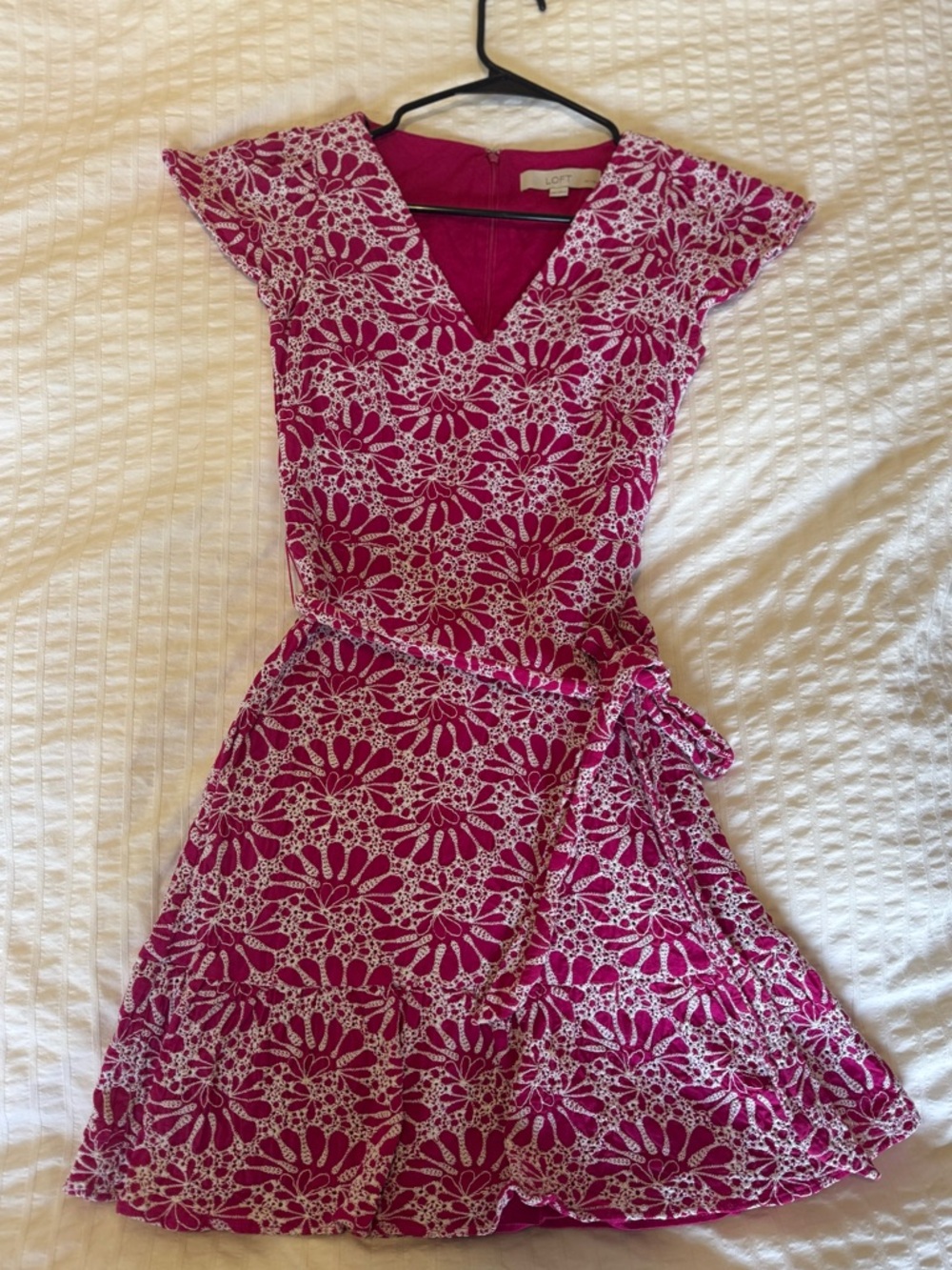 LOFT Pink & White Lace Mini Dress